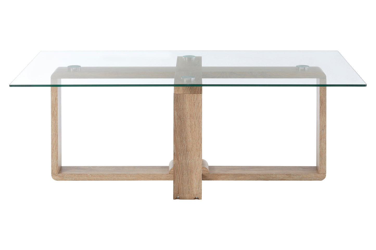 ANJA GLASS COFFEE TABLE WITH WOOD EFFECT LEGS