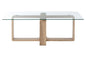 ANJA GLASS COFFEE TABLE WITH WOOD EFFECT LEGS