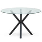 CILLA GLASS TOP DINING TABLE WITH BLACK METAL LEGS
