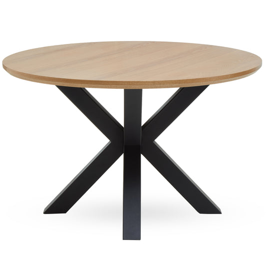 CILLA WOOD VENEER TOP DINING TABLE WITH BLACK METAL LEGS
