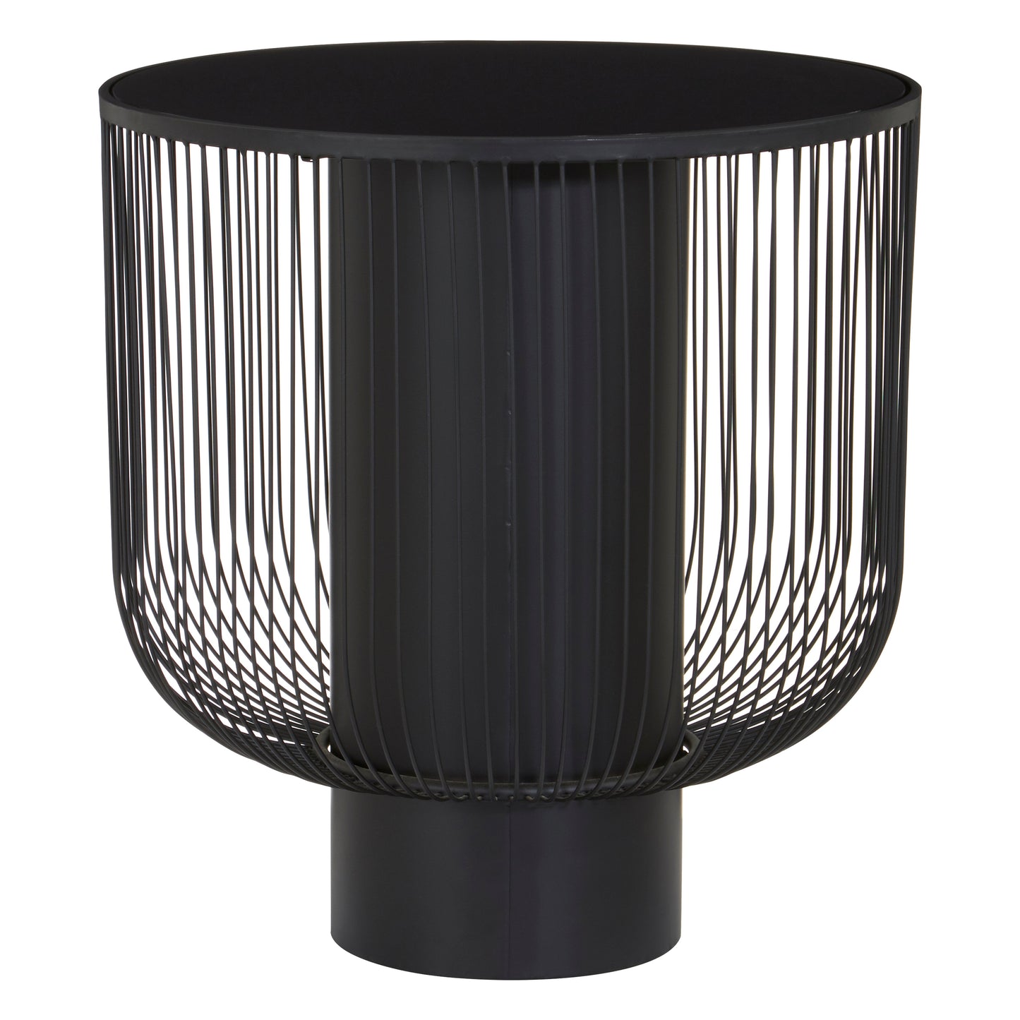 RIKARD END TABLE WITH BLACK GLASS TOP