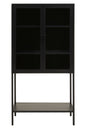 QUEN TWO DOOR BLACK METAL CABINET WITH GLASS DOORS