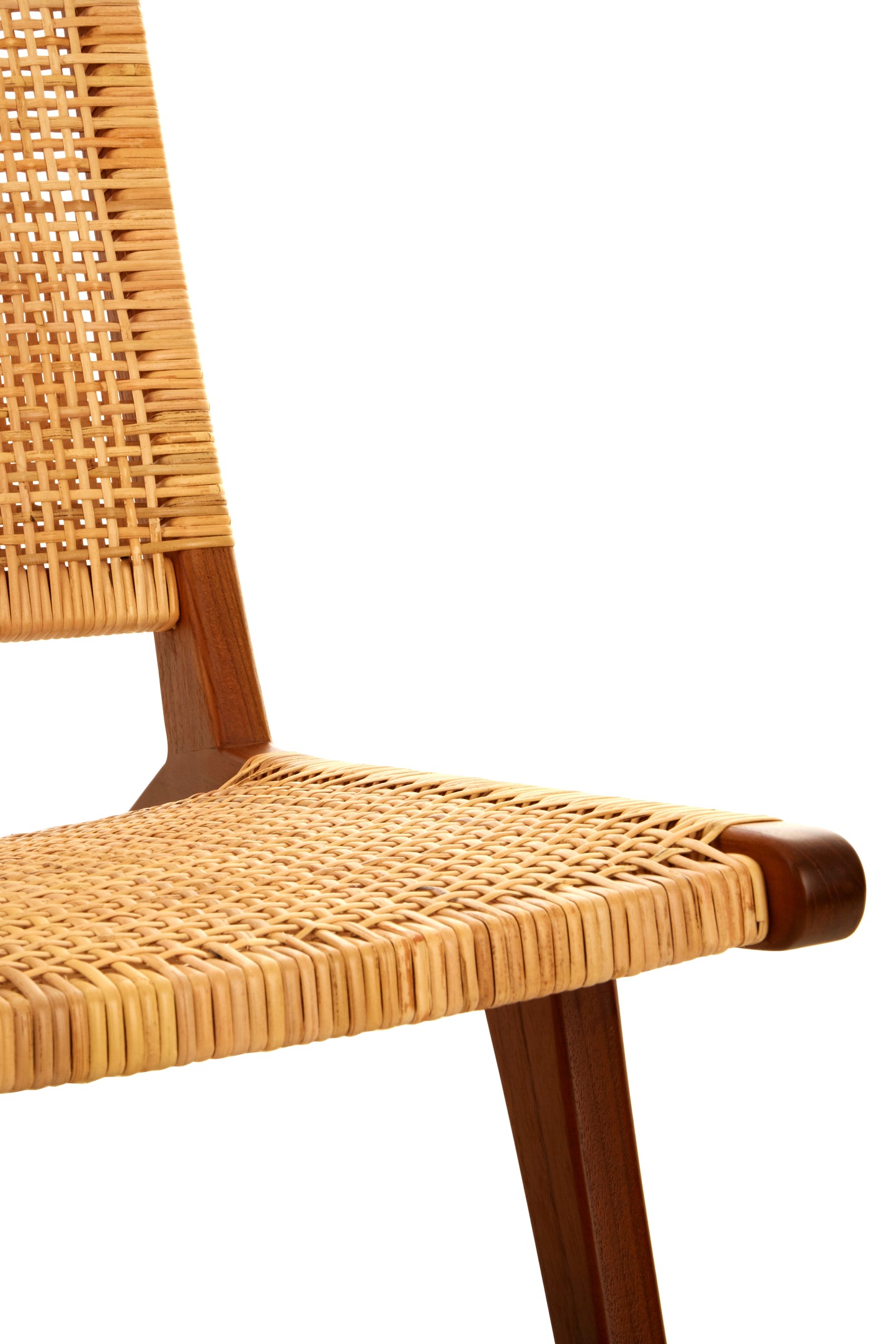 RUNE TEAK WOOD AND NATURAL RATTAN LOUNGE CHAIR