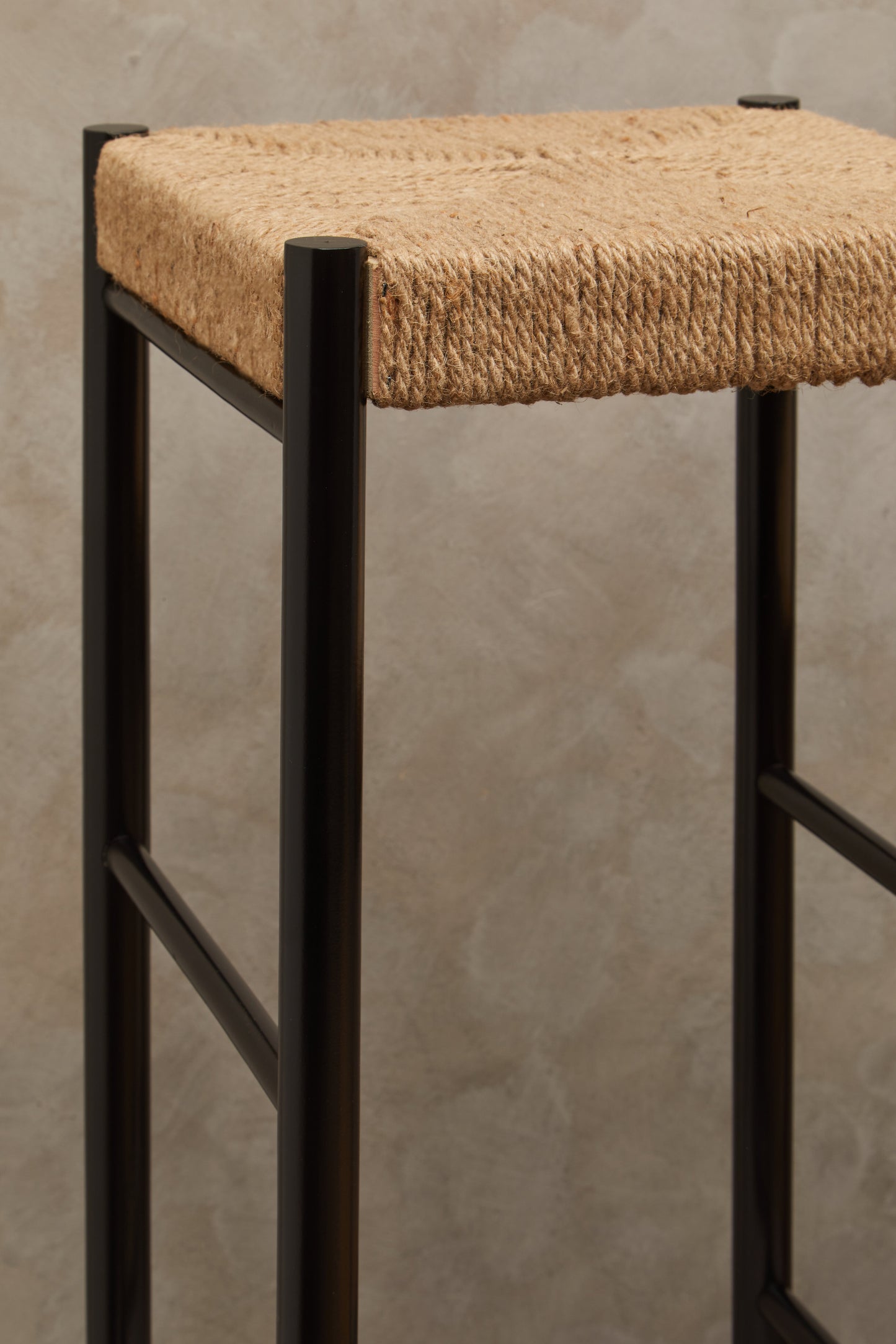 SVEN NATURAL ROPE AND BLACK WOOD BAR STOOL