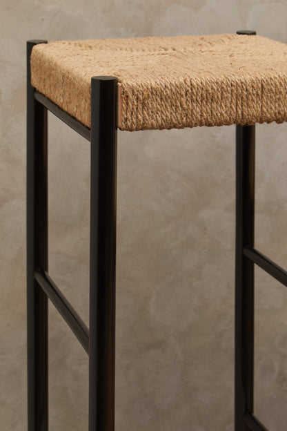 SVEN NATURAL ROPE AND BLACK WOOD BAR STOOL